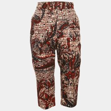 Christian Dior Brown/Blue Toile de Jouy Tropicalia print Cotton Culottes Pants M
