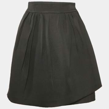 Christian Dior Black Silk Blend  Pleated Wrap Mini Skirt S