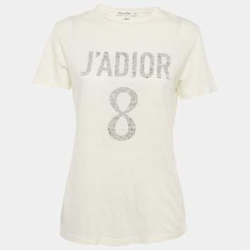 Christian Dior Cream J'adior 8 Jersey Crewneck T-Shirt XS