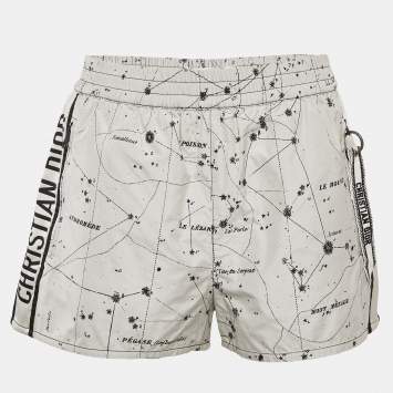 Pre Owned Dior White Jacquard Logo Puller Detail Shorts S