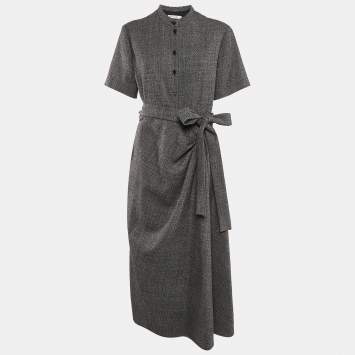 Dior Black Wool Midi Wrap Dress XL