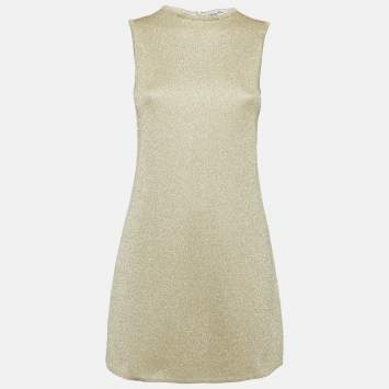 Christian Dior Gold Lurex Knit Sleeveless Mini Bodycon Dress S