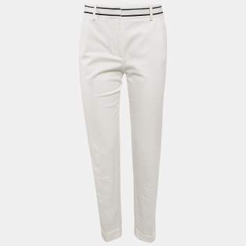 Christian Dior White Gabardine Tapered Trousers S