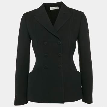 Dior Black Wool Blend Double Breasted Blazer S