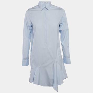 Dior Blue Stripe Cotton Asymmetric Mini Dress S