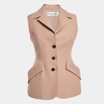 Pre Owned Dior Pink Silk Blend Single Breasted Vest M