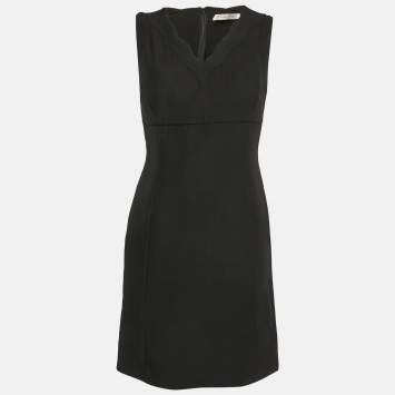 Christian Dior Black Wool and Crepe Sleeveless Mini Dress M