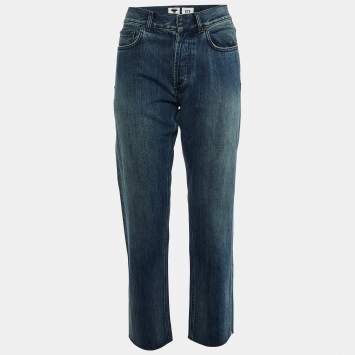 Christian Dior Navy Blue Denim Cut-Off Boyfriend Jeans S (Waist 33")