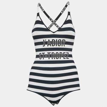 Christian Dior Monochrome Striped J'Adior St Tropez Bodysuit S