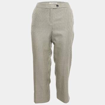 Christian Dior Black Houndstooth Silk Blend Trousers M