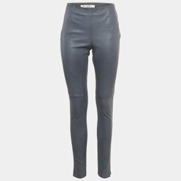 Christian Dior Blue Leather Skinny Pants M