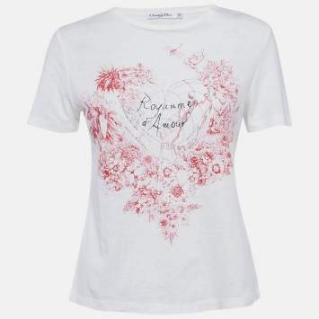 Dior White Printed Cotton T-Shirt XS
