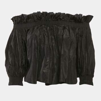 Pre Owned Dior Black Silk Off-The-Shoulder Crop Top L