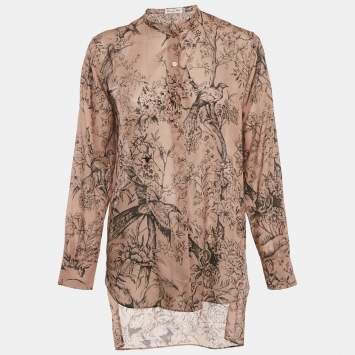Christian Dior Beige Jungle Print Cotton Full sleeve Tunic Top S