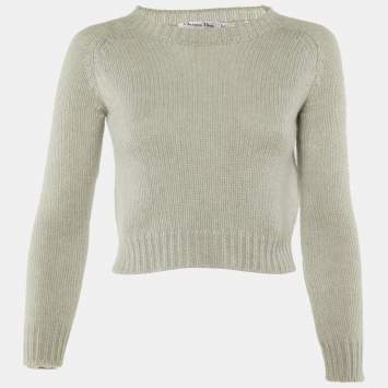 Dior Grey Cashmere J'adior8 Cropped Pullover S