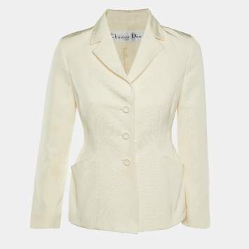 Pre Owned Dior Cream Cotton & Silk Tailored Blazer S