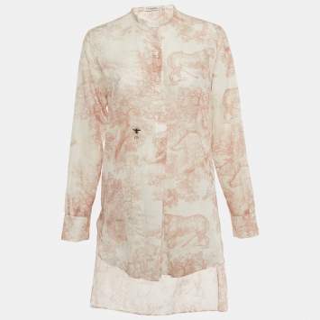 Pre Owned Christian Dior Pink Toile de Jouy Voile Tunic S