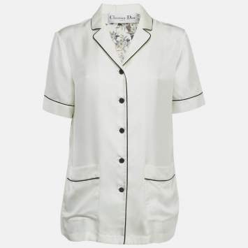 Pre Owned Christian Dior White Dior Jardin D'Hiver Print Silk Shirt S