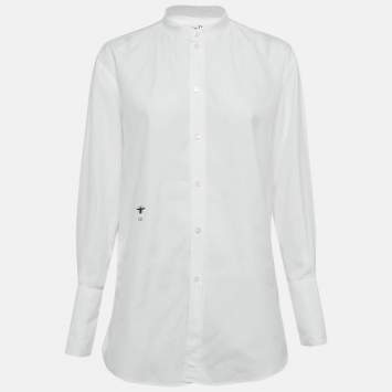 Pre Owned Dior White CD Embroidered Cotton Poplin Shirt S 