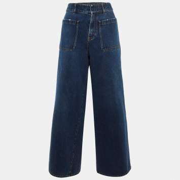 Pre Owned Dior Blue Denim Wide Leg Jeans M/Waist 31"