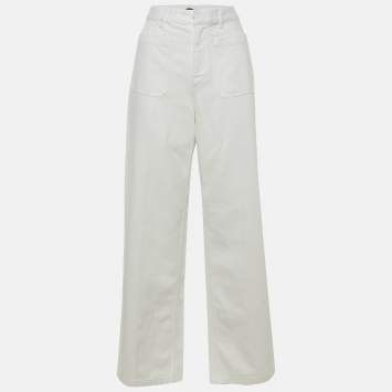 Pre Owned Dior White Denim Wide Leg Jeans M/Waist 29"