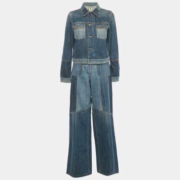 Pre Owned Dior Blue Denim Jacket and Pants Set M
