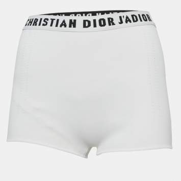 Pre Owned Christian Dior White Jersey Logo Waist Band J'adior Brief Shorts S 