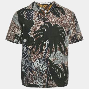 Pre Owned Christian Dior Green Printed Cotton Shirt M
