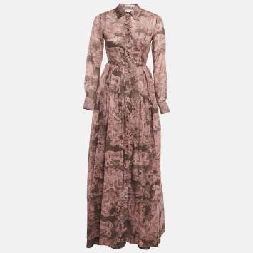 Pre Owned  Christian Dior Pink Jungle Print Cotton Dioriviera Toile de Jouy Maxi Shirt Dress S