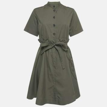 مملوكة مسبقًا فستان ميني ديور للأطفال قطن مطبوع أخضر مقاس متوسط