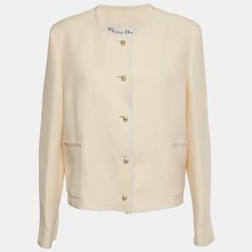 مملوكة مسبقًا Christian Dior Cream Wool Buttoned Jacket XL