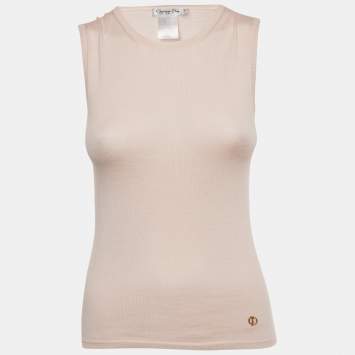 مملوكة مسبقًا توب كريستيان ديور تريكو كشمير وردي صغير