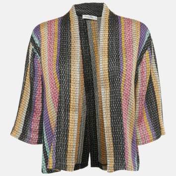 مملوكة مسبقًا Dior Multicolor Patterned Linen Blend Open Front Jacket M