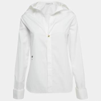 Pre Owned Christian Dior White Cotton Cufflinks Detail Shirt M
