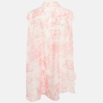 Pre Owned Christian Dior Pink Cotton Toile de Jouy Tunic M