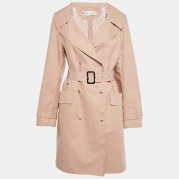 Pre Owned Christian Dior Beige Cotton Trench Coat L