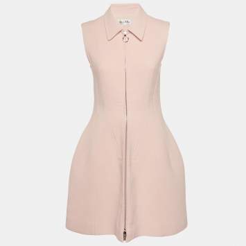 مملوكة مسبقًا فستان كريستيان ديور تفاصيل زينة قطن أبيض مُطفئ قصير مقاس متوسط (ميديوم)