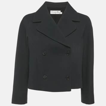 مملوكة مسبقًا Christian Dior V11 Black Wool Double Breasted Crop Blazer L