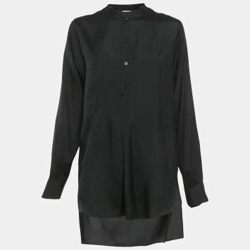 مملوكة مسبقًا Christian Dior Black Silk Button Front Tunic M