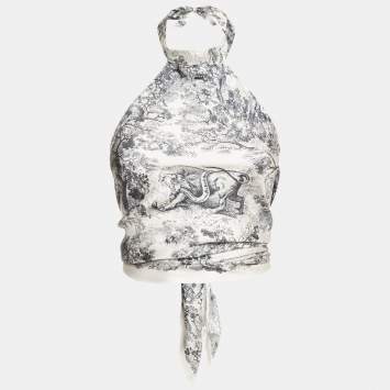 Pre Owned Dior Blue Dioriviera Toile de Jouy Sauvage Silk Top One Size