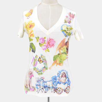 Pre Owned تي شيرت كريستيان ديور عاجي متوسط