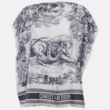 Pre Owned بونشو حرير سافاج توال دي جوي أزرق كحلي ديور مقاس واحد