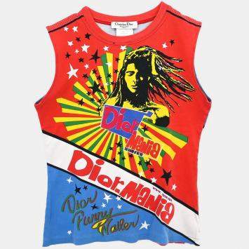 Pre Owned Christian Dior Tank Top Dior Mania Red Blue F 40