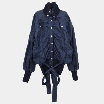 Pre Owned Christian Dior Single Breasted Jacket Navy #36