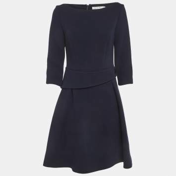 مملوكة مسبقًا Christian Dior Blue Crepe Wool Midi Dress M