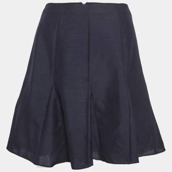 Pre Owned تنورة كريستيان ديور صوف مزيج كحلي منتشرة صغيرة