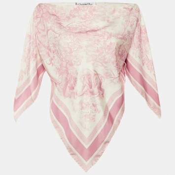 مملوكة مسبقًا Christian Dior Pink Printed Silk Scarf Top S