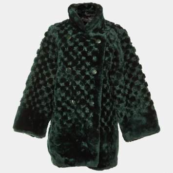 مملوكة مسبقًا Christian Dior Boutique Fourrure Vintage Green Fur Double Breasted Coat XL
