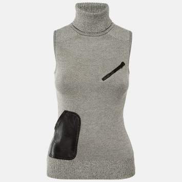 مملوكة مسبقًا Dior Vintage Grey Wool Knit Turtleneck Jumper S