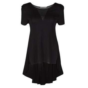 Pre Owned Dior Black Perforated Knit Short Sleeve High Low Tunic S